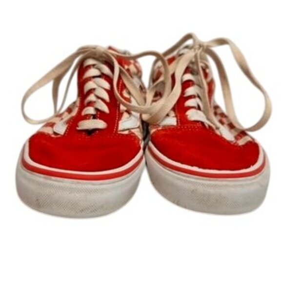 Vintage Vans Checkerboard Red White Lace-Up Sneakers Mens 6 Womens 7.5 Suede - Picture 3 of 14